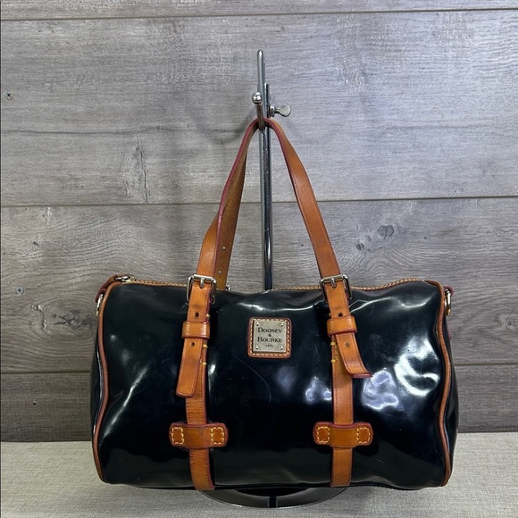 Dooney & Bourke Black Patent Leather Top Handle Bag - Picture 1 of 12